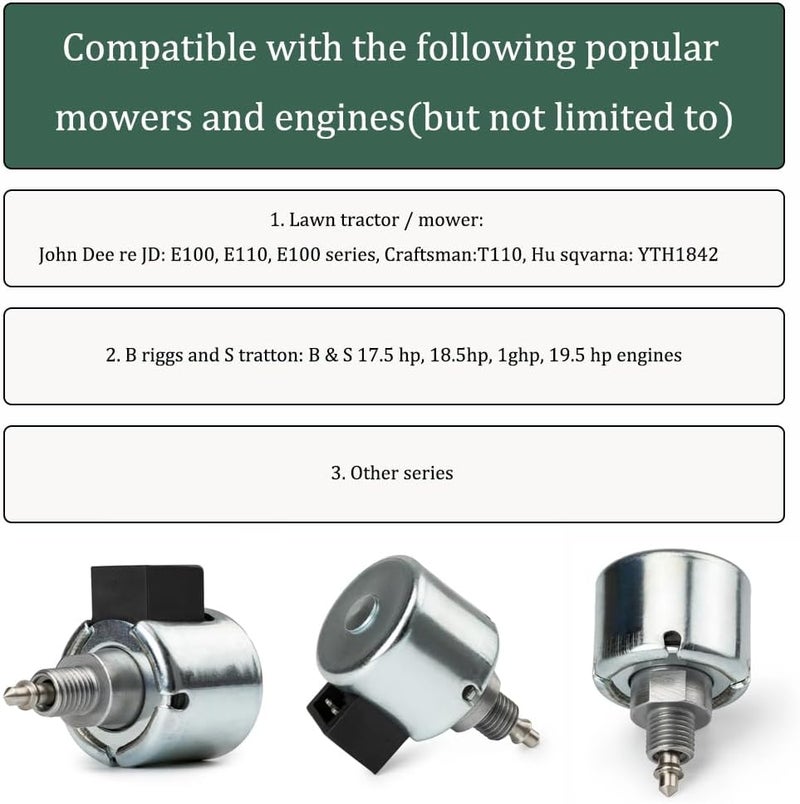 UNIMORE 694393 692734 846639 33R777-0009-G1 صمام كهربائي لإيقاف تدفق الوقود متوافق مع Briggs&Stratton، John Deere Hu sqvarna Craftsman جزازة العشب بديل صمام الكربوراتور لمحرك الحديقة والحديقة - Image 3